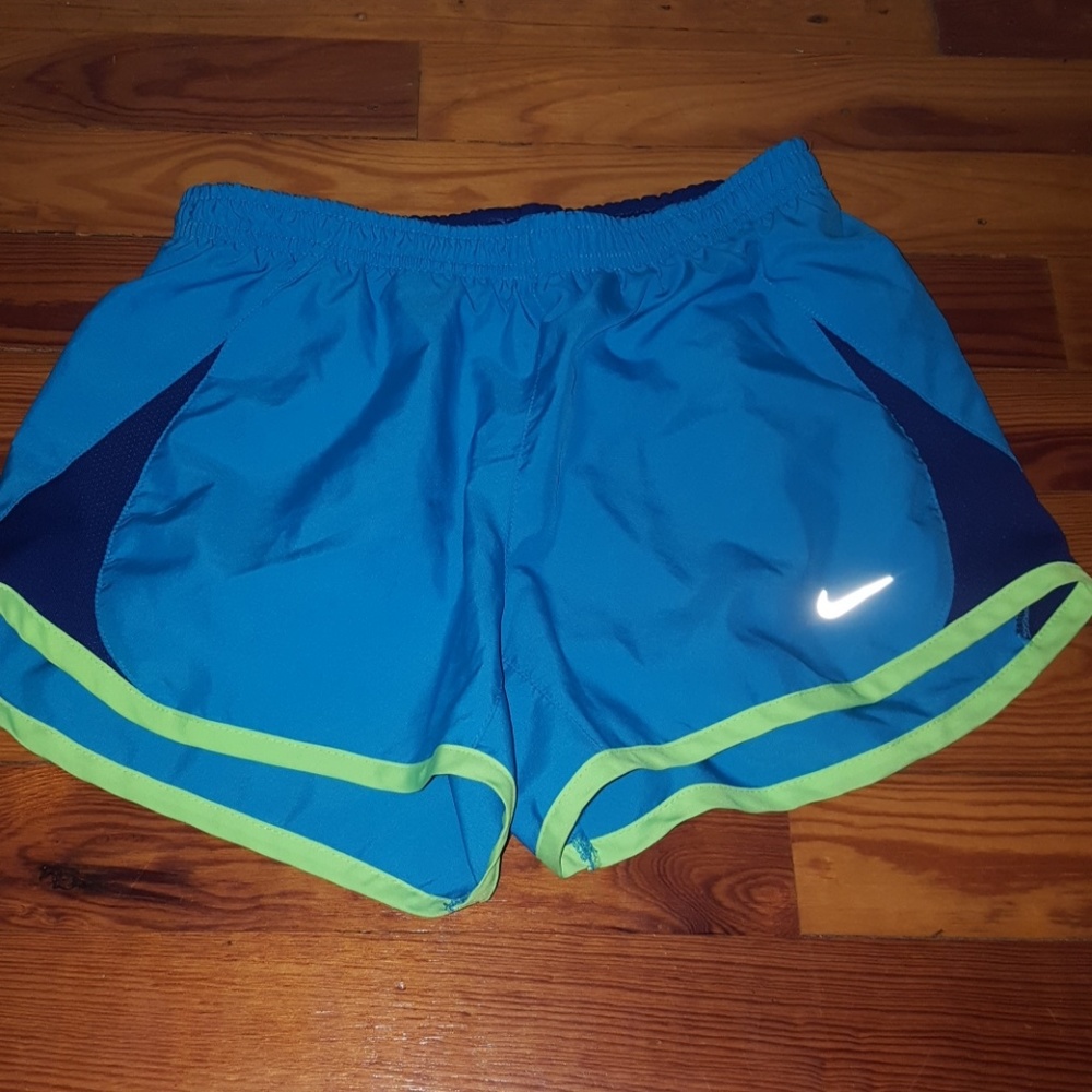 Blue 100% polyester gym shorts